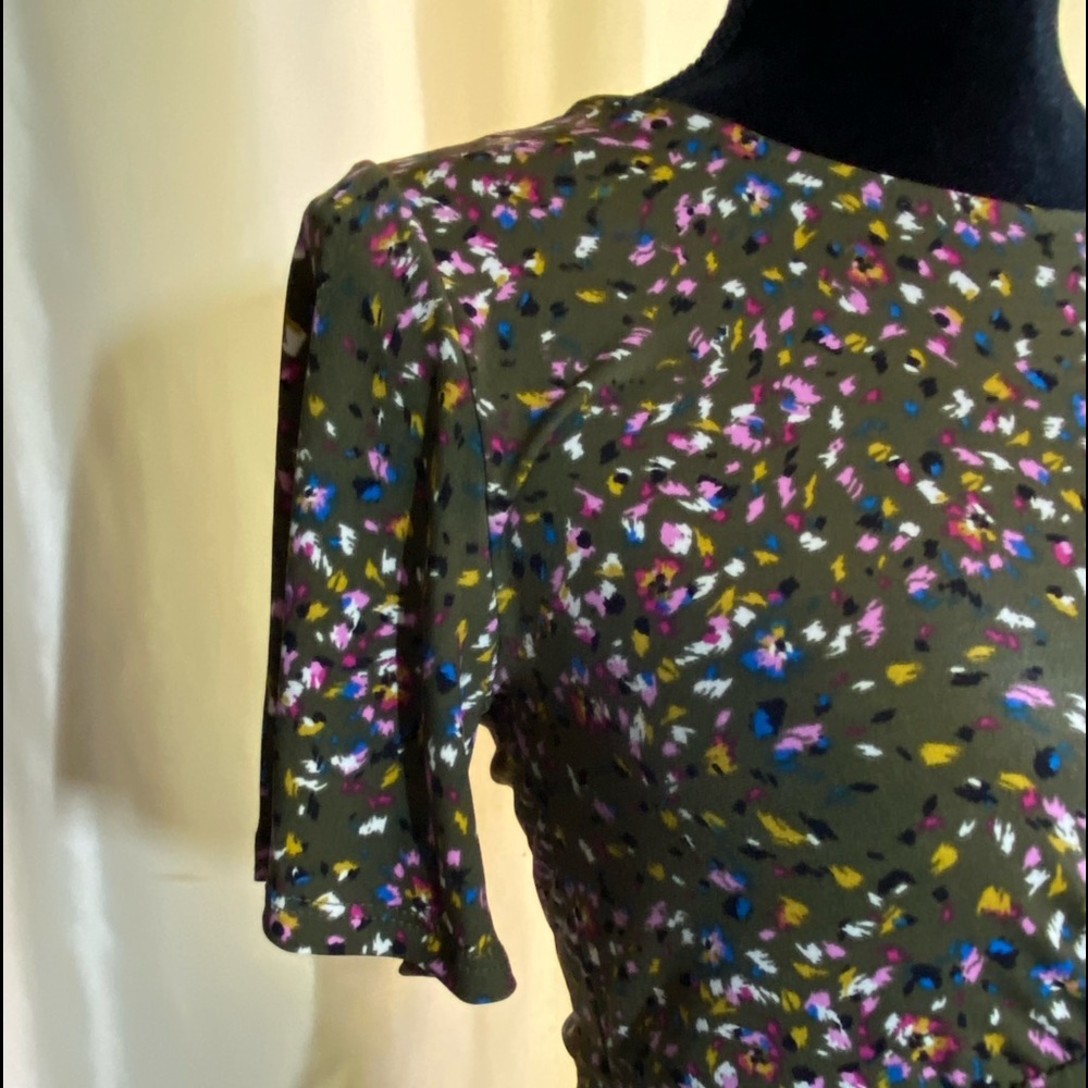 WEST KEI  Short Sleeve Knit Dress -Size Small. Color Olive